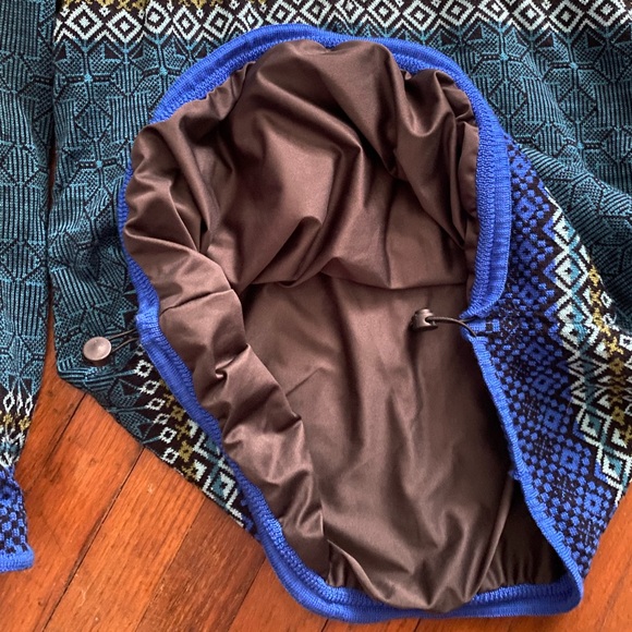 Skjaeveland Norway Blue Patterned 100% Pure New Wool 1/4 Zip Windbreaker Lined L - Picture 13 of 14